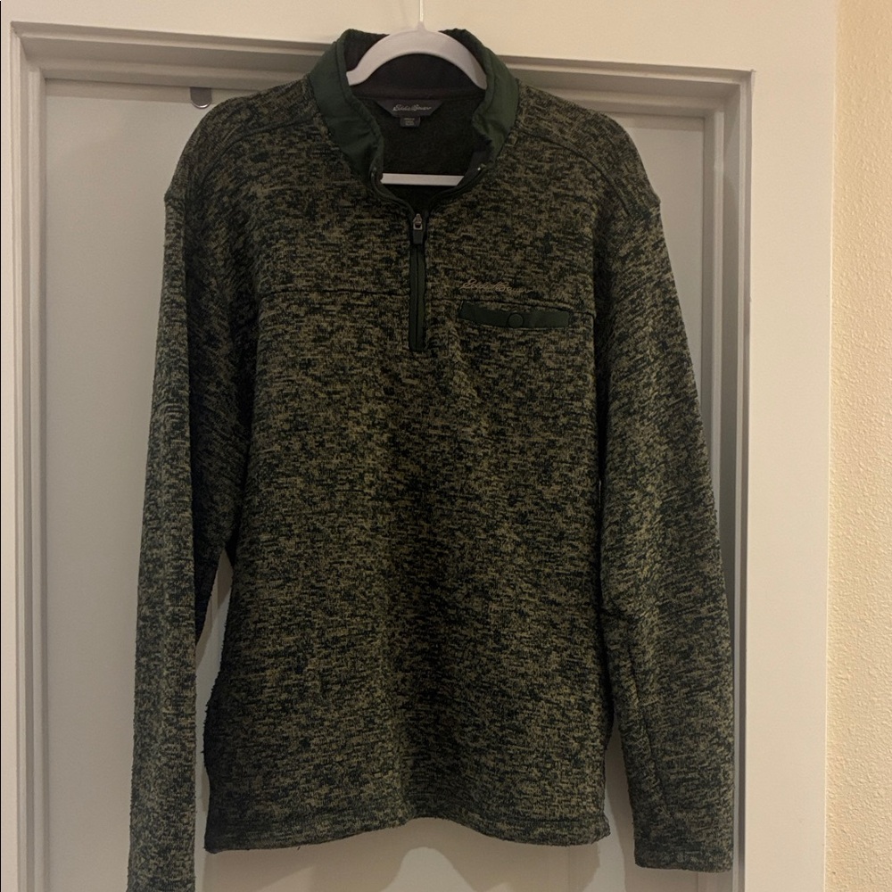 Eddie Bauer Men's Olive Zip-Up Sweater